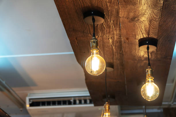 istock vintage lamp decoration in coffee shop. 1076668190