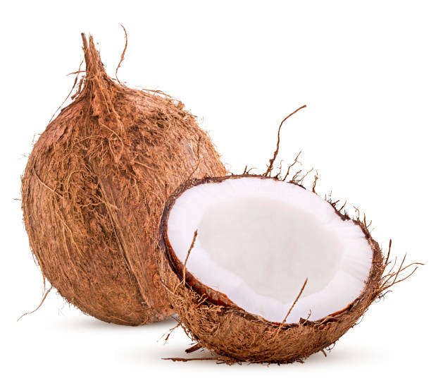 istock Freshly coconut whole in shell and cut in half 1076677760