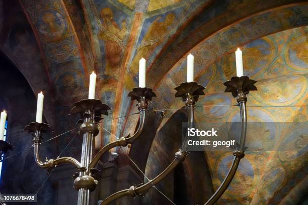 Closeup View Of The Sevenarmed Lighter In The Sanctuary Of Braunschweig Cathedral Stock Photo - Download Image Now