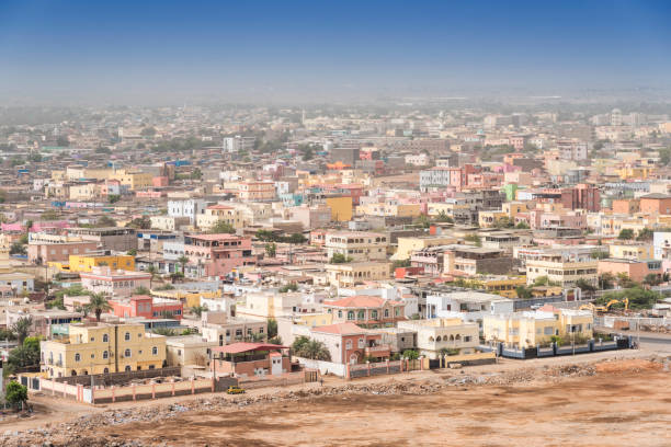 Djibouti from Top Aerial view of Djibouti from the highest point. horn of africa photos stock pictures, royalty-free photos & images