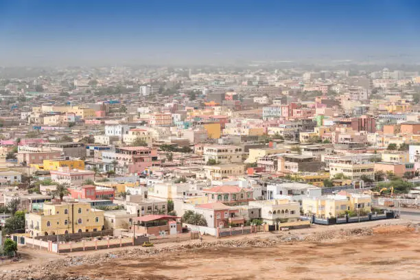 Aerial view of Djibouti from the highest point.