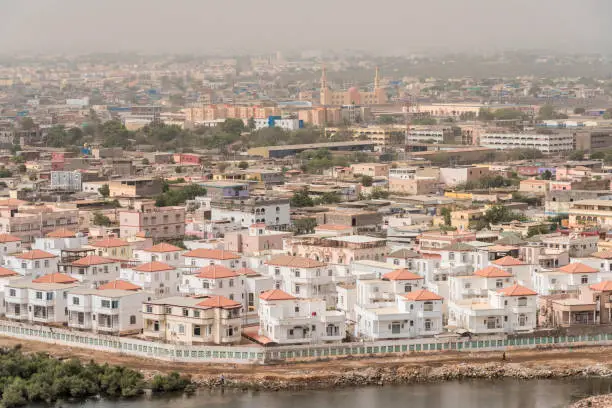 Aerial view of Djibouti from the highest point.