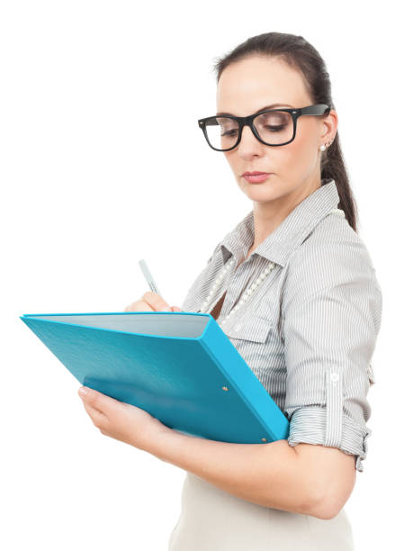 istock business woman with a turquoise folder 1076685600