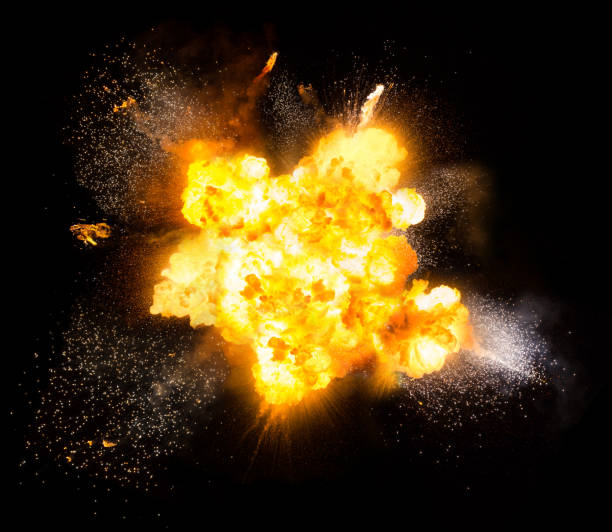 istock Realistic fiery explosion over a black background 1076688362