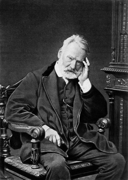 VICTOR HUGO (XXXL) PORTRAIT OF VICTOR HUGO,1802-1885,BY GOUPIL engraved image photos stock illustrations