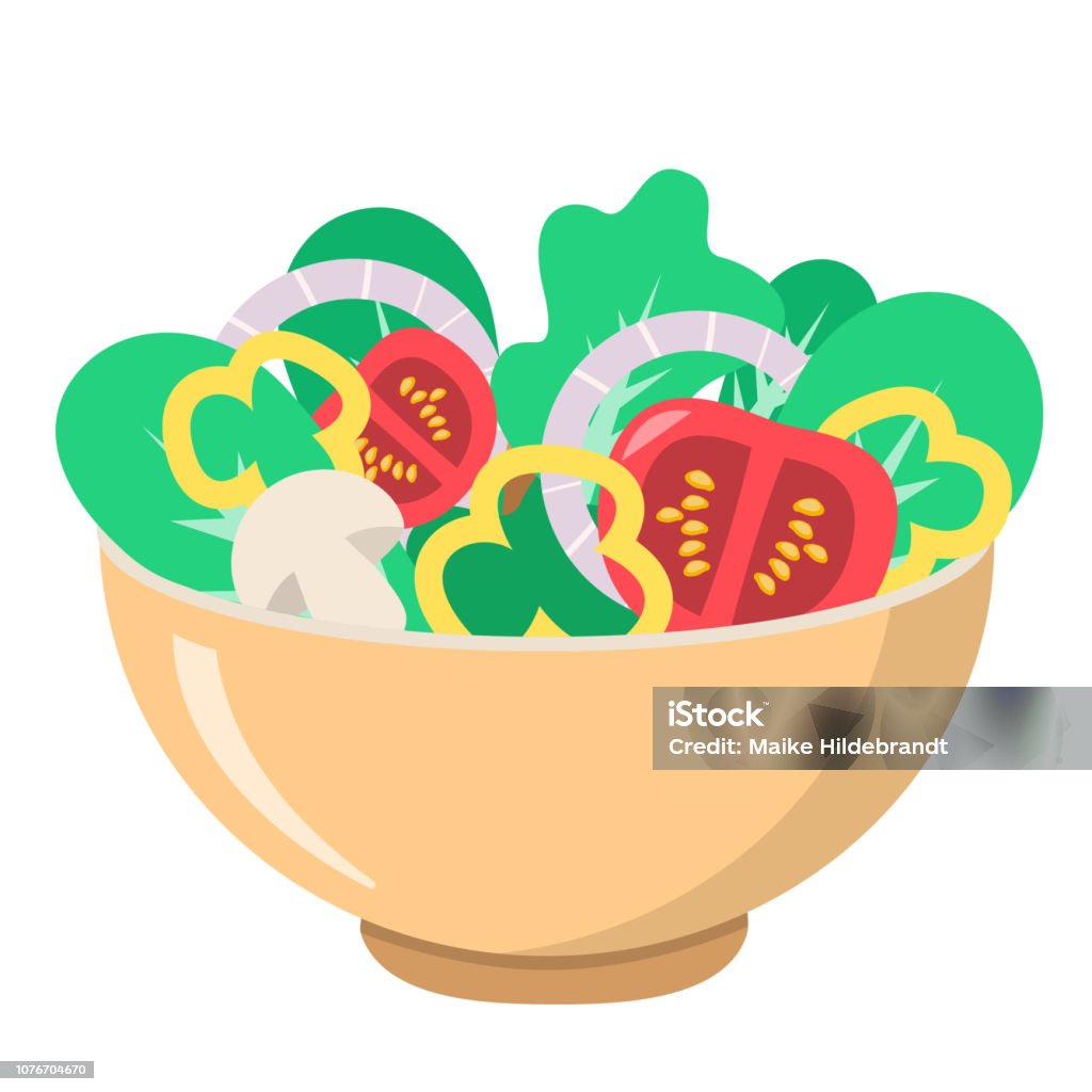 salad bowl healthy food vegetables flat design isolated on white background salad bowl icon Salad stock vector