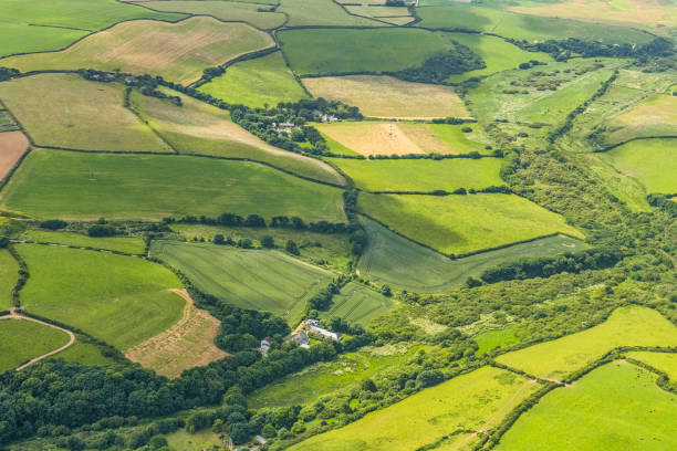 istock Aerial views over West Cornwall countryside on a sunny June day. 1076706094
