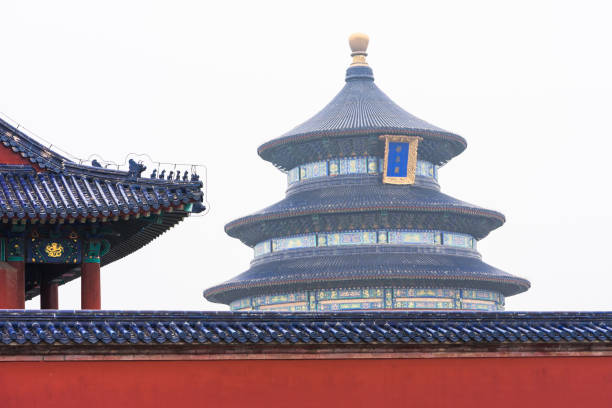 istock red wall and Chinese ancient building 1076720360