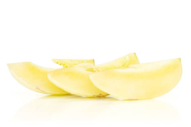 istock Fresh striped pepino melon isolated on white 1076723354