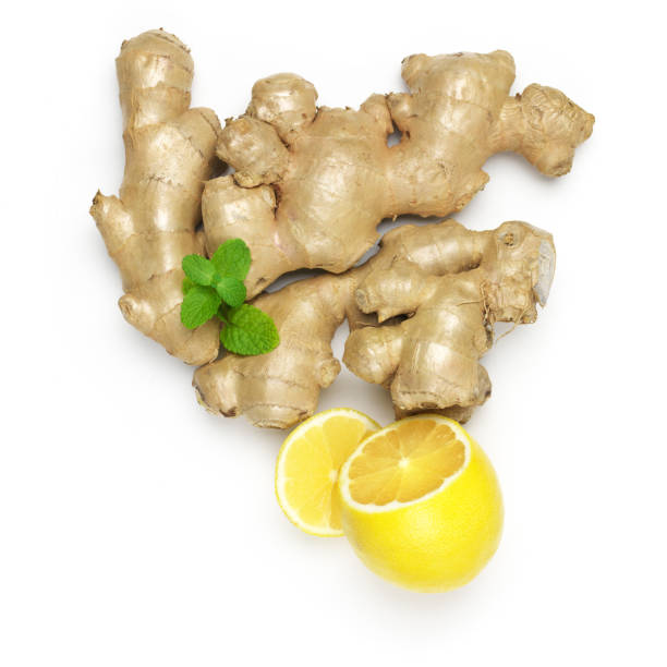 istock Ginger roots with lemon and mint leaves 1076724018