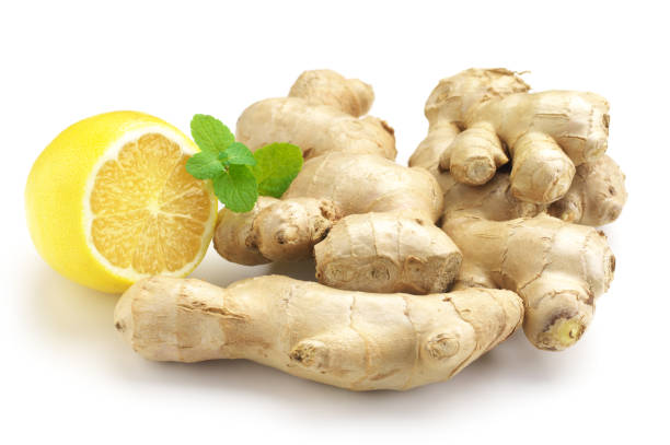 istock Ginger roots with lemon and mint leaves 1076724100