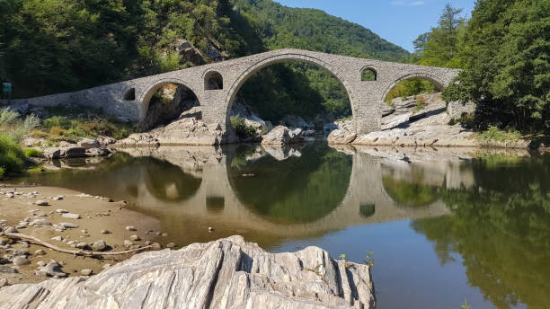 istock Landscape of medieval Devil's Bridge, Arda river and Rhodopes mountain, Bulgaria 1076729006