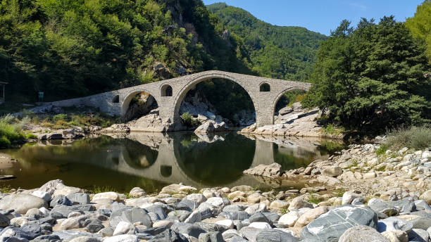istock Landscape of medieval Devil's Bridge, Arda river and Rhodopes mountain, Bulgaria 1076729152