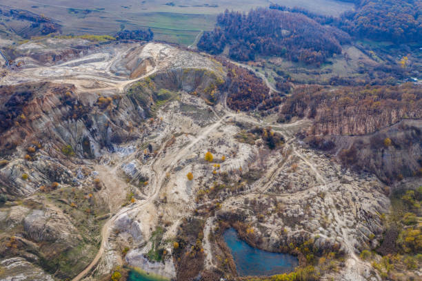 istock Industrial mining landscape from a drone, aerials 1076729232