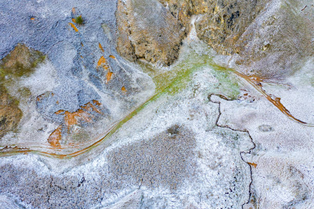 istock Aerial drone view of abstract natural winter pattern 1076729292