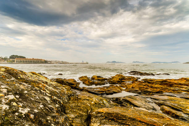 A cold view on the beach in Vigo - Galicia, Spain