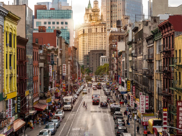 istock Lower Manhattan cityscape - Chinatown, NYC, USA 1076737078