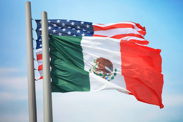 istock Flags of Mexico and  USA 1076738276