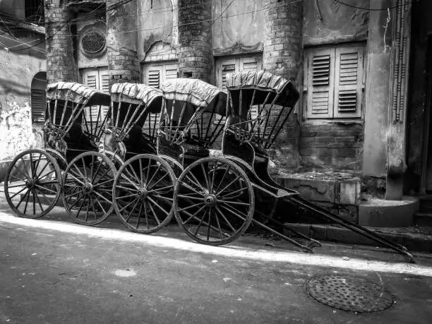 Hand pulled rickshaw on the streets of Kolkata, Calcutta, India