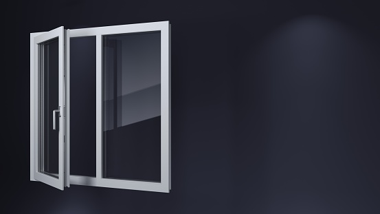 3d illustration. The open white modern plastic windows. Background for banner. Advertising. Modern construction technologies