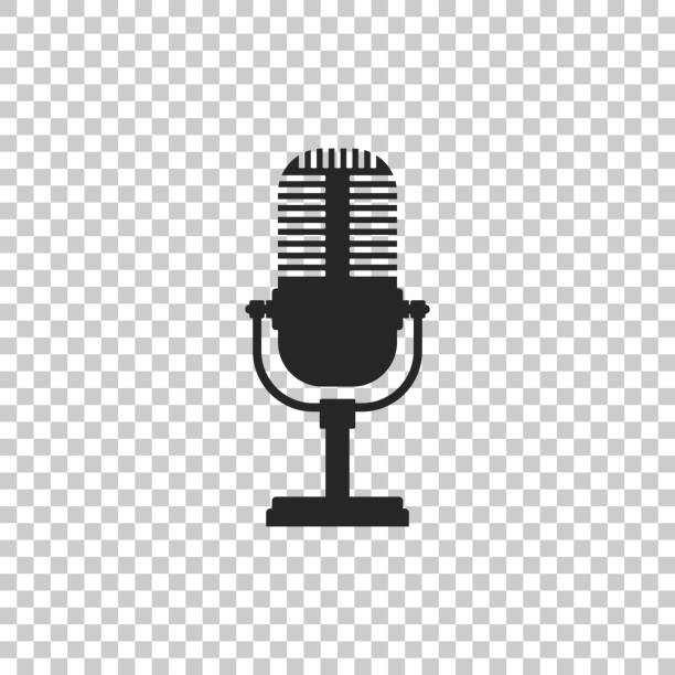 Microphone icon isolated on transparent background. Flat design. Vector Illustration Microphone icon isolated on transparent background. Flat design. Vector Illustration radio retro revival old old fashioned stock illustrations