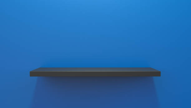 3D illustration of an empty shelf on a wall