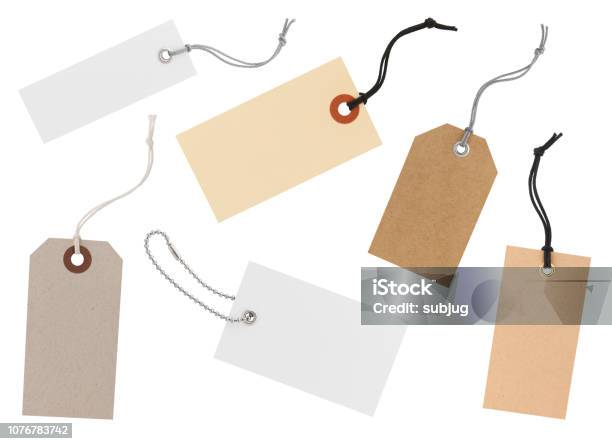 Paper Labels Collection Stock Photo - Download Image Now - Label, Labeling, Metal