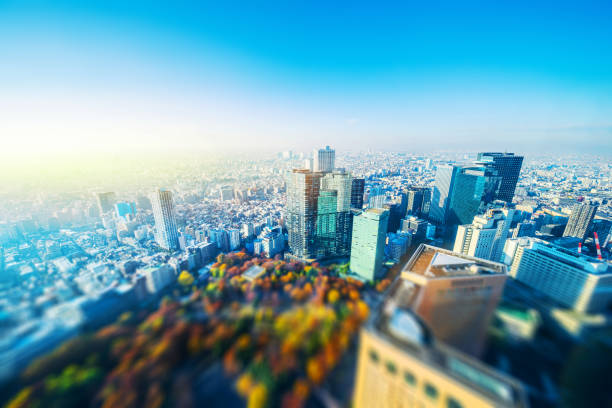 istock tokyo skyline aerial view with tilt shift effect 1076786038