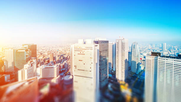 istock tokyo skyline aerial view with tilt shift effect 1076786080