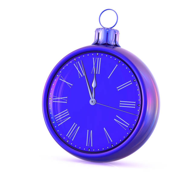 istock Clock Christmas ball blue New Year's Day midnight last hour 1076795784