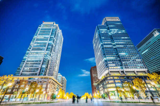istock night view of city skyline, tilt shift effect 1076796904