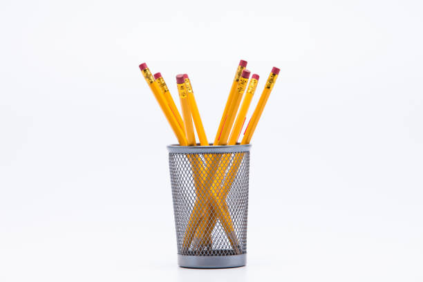 istock Group of pencils in pencil holder on white 1076797450