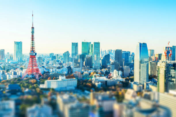 istock tokyo skyline aerial view with tilt shift effect 1076800858