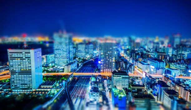 istock tokyo city night view & highway with tilt shift 1076801912