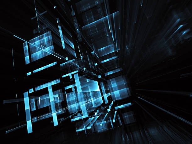 istock Abstract 3D fractal background, texture. Virtual Neon City 1076802168