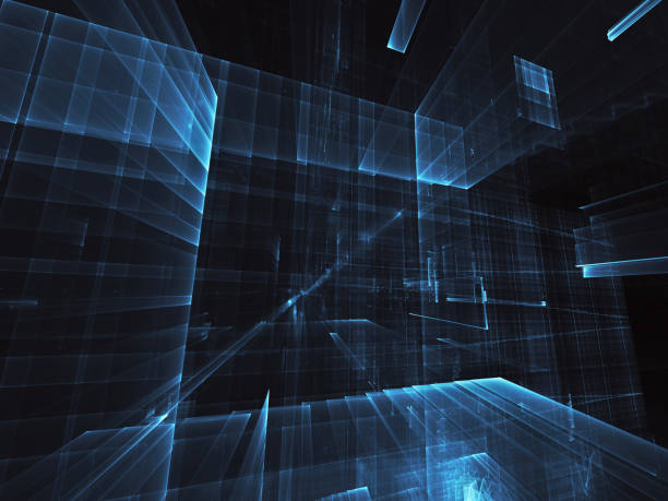 istock Abstract 3D fractal background, texture. Virtual Neon City 1076802446