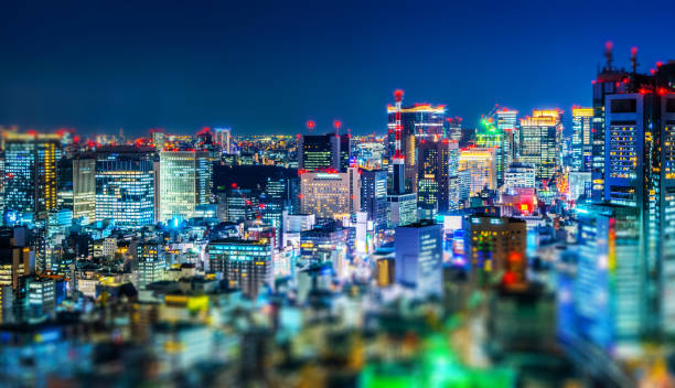 istock tokyo city night view & highway with tilt shift 1076802600