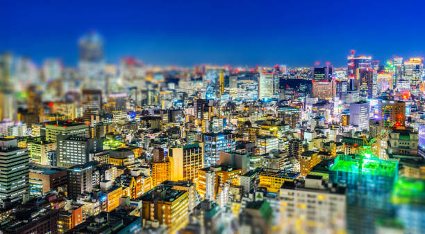 istock tokyo city night view & highway with tilt shift 1076802806