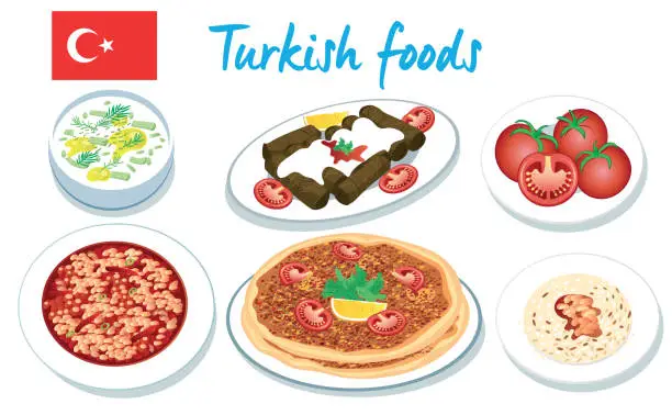 Vector illustration of Turkish foods