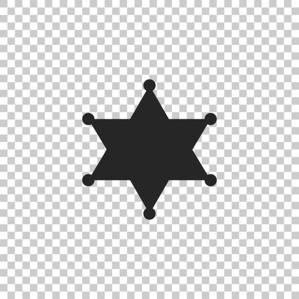 ilustraciones, imágenes clip art, dibujos animados e iconos de stock de icono de hexagrama sheriff aislado sobre fondo transparente. diseño plano. ilustración de vector - american justice audio