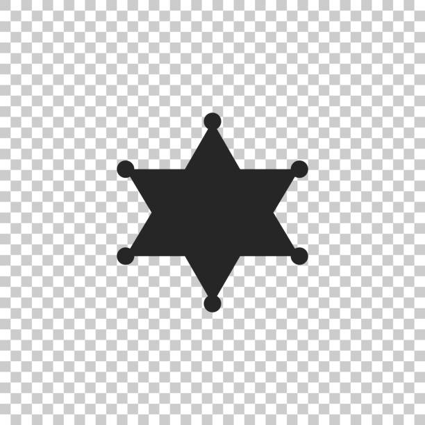 ilustrações de stock, clip art, desenhos animados e ícones de hexagram sheriff icon isolated on transparent background. flat design. vector illustration - american justice audio