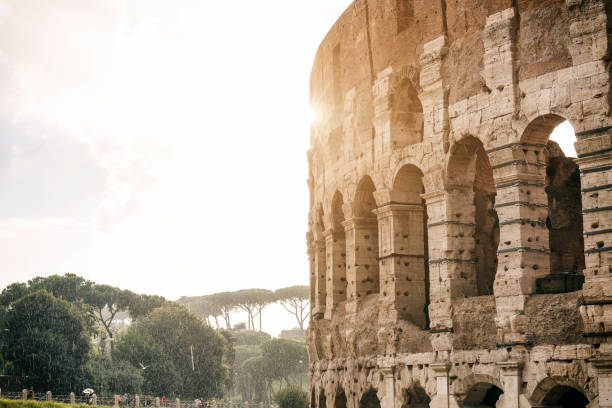 istock Rainy sunset at the Colosseum in Rome 1076818456