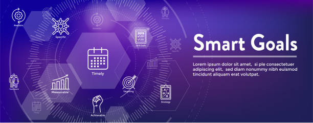 2019 SMART Goals Vector graphic with Smart goal keywords 2019 SMART Goals Vector graphic w various Smart goal keywords 2019 new year resolution stock illustrations