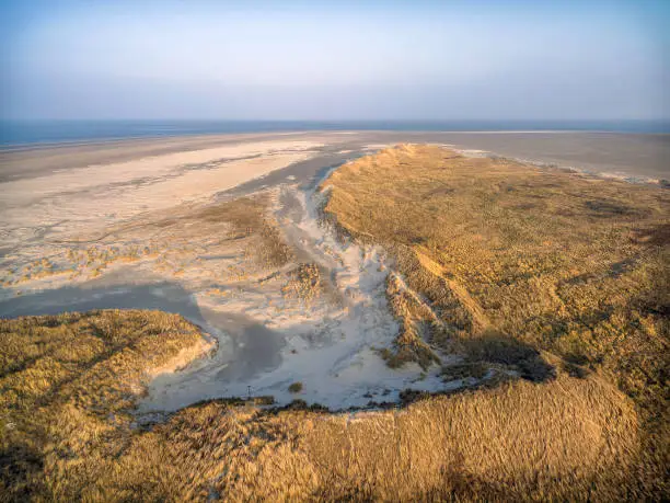 Ameland, one of the Dutch Wadden islands. a unesco world heritage site 
(Drone photography)