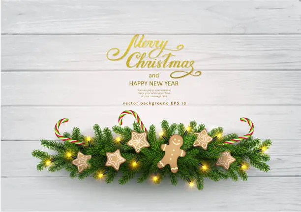 Vector illustration of Christmas background with fir tree