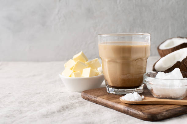 istock Bulletproof coffe keto diet energy drink 1076836218