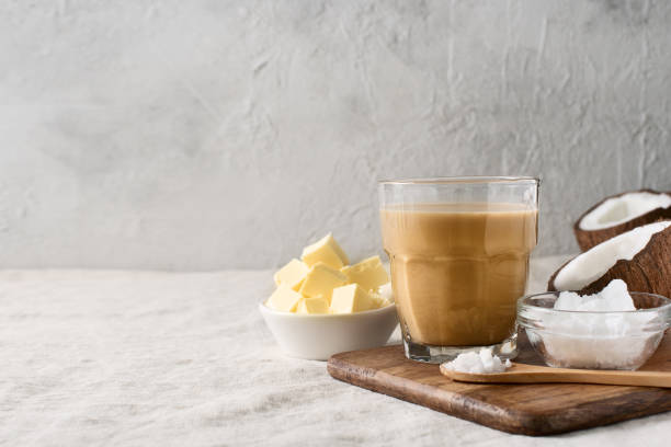 istock Bulletproof coffe keto diet energy drink 1076836228