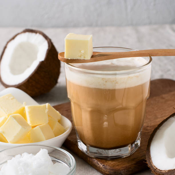 istock Bulletproof coffe keto diet energy drink 1076836234
