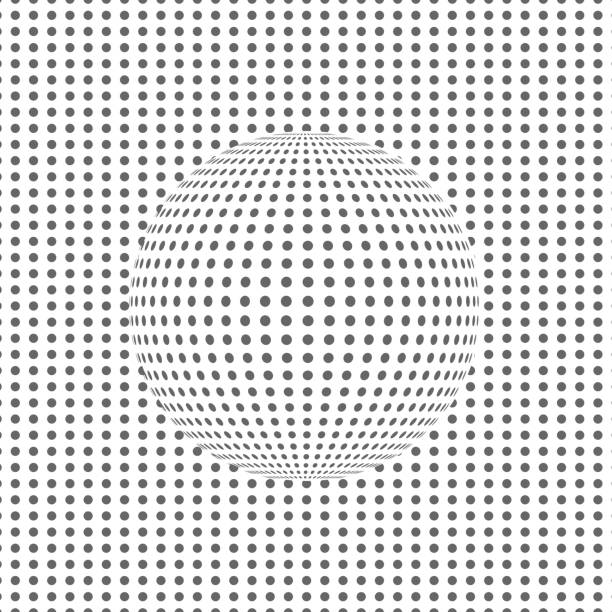 Optical illusion, sphere Optical illusion with a dotted sphere dizzying stock illustrations
