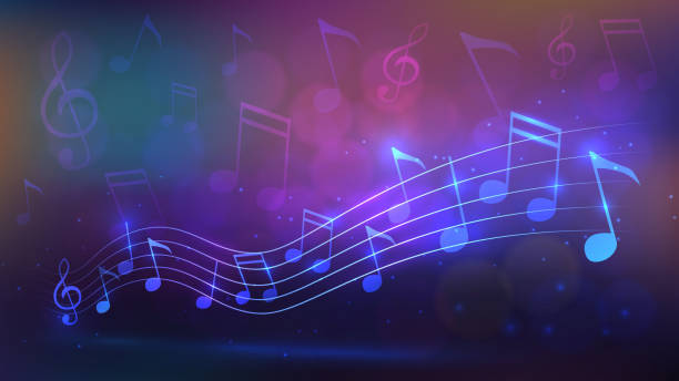 Music background Background with wave of notes. Music, party. nightlife stock illustrations